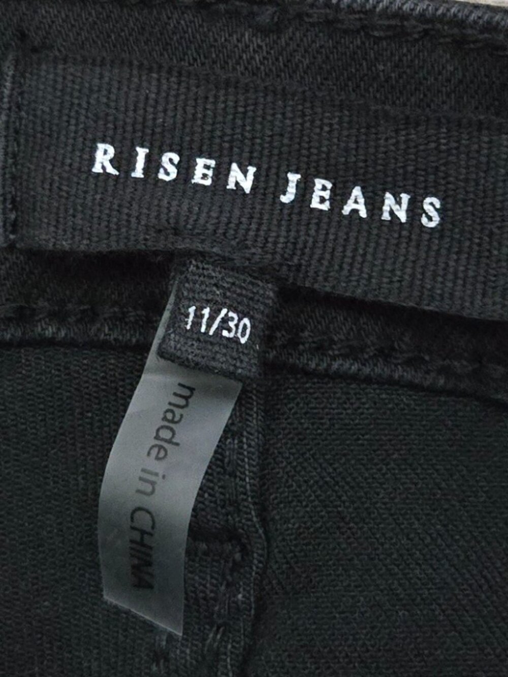 Risen Black Wide Leg Cargo Jeans Womens Stretch Denim Flap Pocket High Rise 30 - Picture 6 of 7
